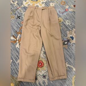 Vintage Talbots Wool Women’s Pleated Cuffed Trousers Relaxed Fit Tan size 14